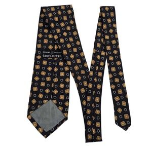 Robert Talbott Lindsay Odom Silk Geometric Mens Necktie Black Gold Brown